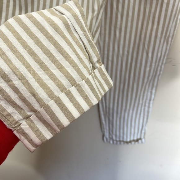 Zara • white tan neutral striped ankle pants with tie belt - Picture 4 of 13